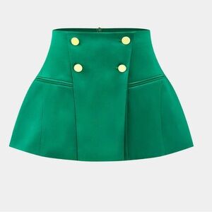 Green Double-Breasted Women's Skirt